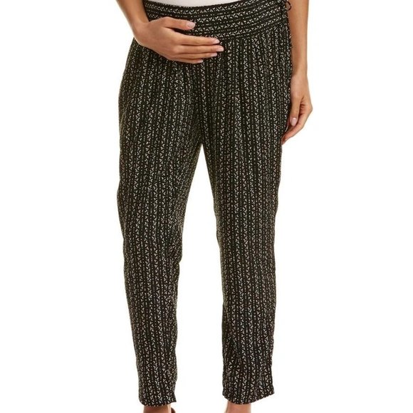 Hatch Jensie Maternity Pants Size 2-Black with blush/cream print - Picture 1 of 10
